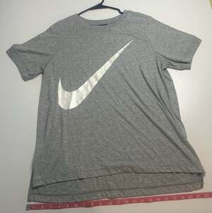 NWT Nike Women’s Size- L Gray/white Nike Swoosh Slit-top